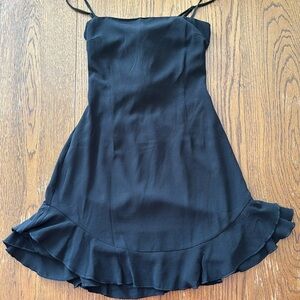 Lucy in the sky black ruffle double tie dress